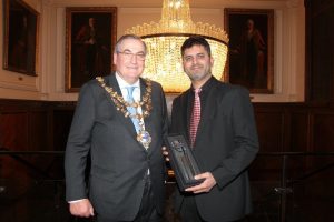 Shakeel receiving "The Wandsworth Civic Awards" in 2016