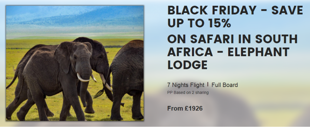 Black Friday - Save up to 15% - Elephant Lodge Safari in South Africa