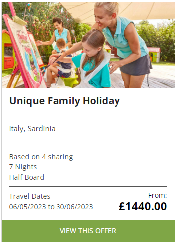Unique Family Holiday in Sardinia, Italy