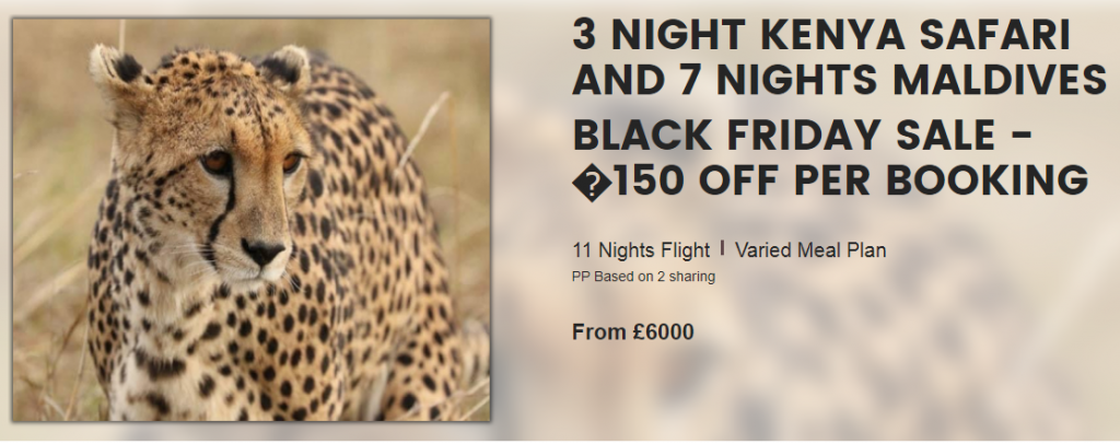 11 Nights Flight - 3 Night Kenya Safari and 7 Nights Maldives